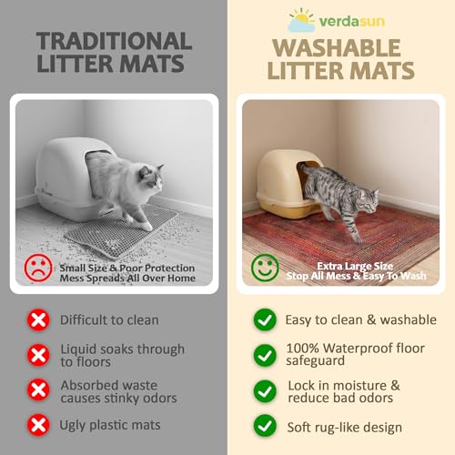Cat Litter Mat 2 Pack, 24"x36" Litter Trapping Mats for Litter Box, Non-Slip, Super Absorbent & Urine Proof, Machine Washable, Reusable Pee Pads for Cats, Dogs, Rabbits and Guinea Pigs - color: Sisal Bohemian Print, size: 24" ×36"(pack of 2)