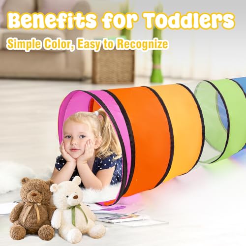 2 Pack Kids Play Tunnel,Pop Up Crawl Through Tunnel Play Tent for Baby Kids Children or Pet,Opening Crawl Tunnel Toy with Breathable Mesh Game Tent Toy Girl Boy Gift - style: Two Rainbow Tunnels