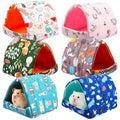 Ripeng 6 Pcs Guinea Pig Hideout Guinea Pig Bed House Rabbit Tunnel Washable Small House Cage Accessories for Hedgehog Mouse Chinchillas Hamster Ferrets Bearded Rats(7.9inch Night in the Forest) - style: 7.9Inch Night in the Forest