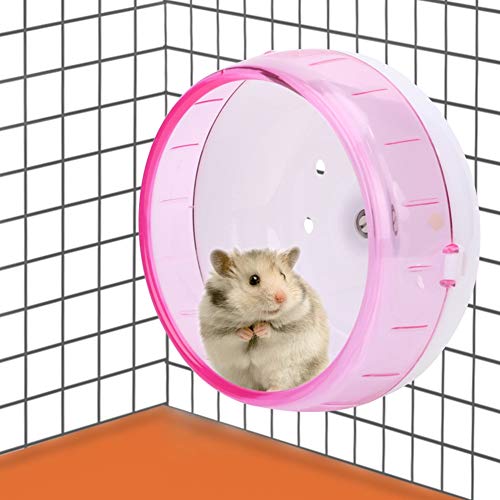 Hamster Running Wheel, Silent Plastic Exercise Roller Running Toy for Small Pets Cage Pink 4.53 Inch 1 Pack