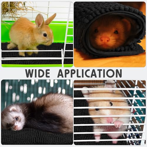 4 Pcs Guinea Pig Cage Liner 16 x 24 Inch Washable Chenille Pee Pads Pet Dog Cat Bedding Training Mat Reusable for Small Animals Puppy Bunny Hamster Chinchilla - color: Black, size: 16 x 24 Inch, style: Low Pile Chenille