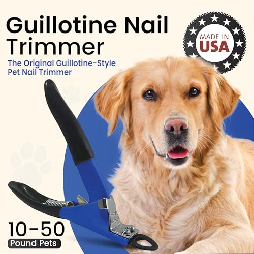 Deluxe Dog Nail Clippers for Small to Medium Dogs - Professional USA-Made Guillotine Trimmer - Heavy Duty Steel, Blue - size: Small/Medium Clipper