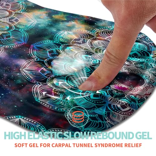 Ergonomic Mouse Pad Wrist Support with Memory Foam Massage Bulge, Carpal Tunnel Pain Relief Mousepad Wrist Rest for Mouse(12x8 inch, Mandala) - color: Kg011-mandala
