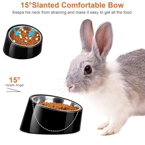 Tilted Dog Bowl Non-Slip & Non-Spill Pet Feeder with Elevated Detachable Melamine Stand, Easy to Get Food Dog Dish, S/100ml Black - color: Black, size: Small(100ml)