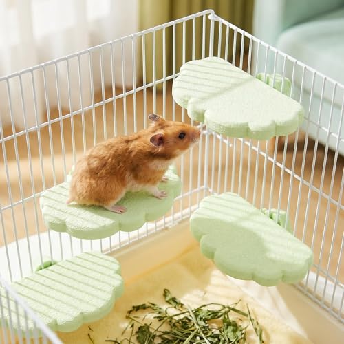 Hamster Platform & Chew Toy, 3 Pack Small Animal Cage Accessories for Chinchilla Toys, Guinea Pig, Rat, Gerbil, Hamster Cage Accessories (Green)