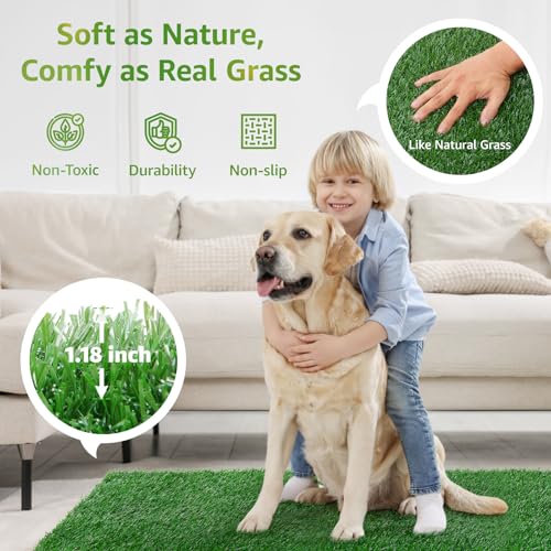 LOOBANI Dog Grass Pee Pads, 2 Pack Artificial Grass for Potty Tray, 18x23in | Replacement Turf, Pet-Friendly, Easy to Clean, Washable, Fake Grass Mat for Puppy to Pee on, Outdoor Indoor Pee Grass Patch - size: 18*23 inch