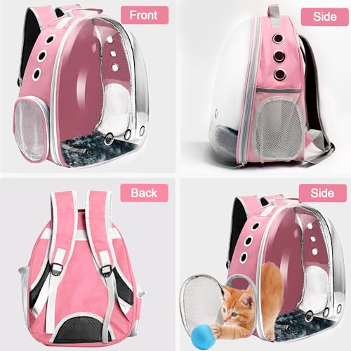 Cat Backpack Carrier, Pet Cat Carrier with Ventilated Design for Carrying Puppy Cats, Pet Carrier Backpack for Traveling/Hiking/Camping/Outdoors Airline Approved Travel Carrier(Pink) - color: Pink