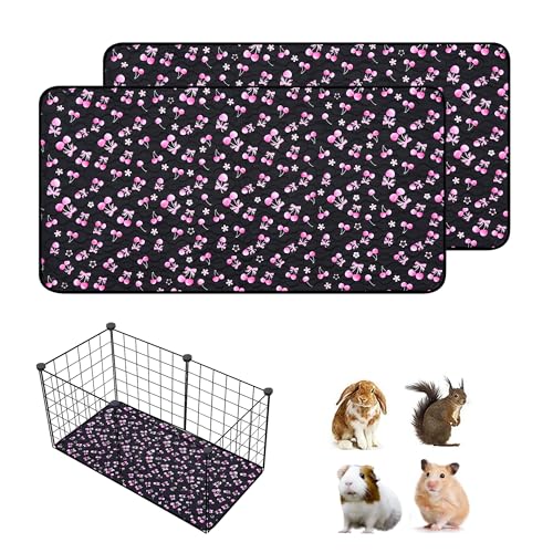 2 Pack Waterproof Guinea Pig Cage Liner, 12" x 24" Washable Reusable Guinea Pig Liner, Super Absorbent Leak-Proof Pet Pee Pad Mats for Guinea Pigs Rabbit Chinchilla Bunny Hamster - size: 12*24 inch 2pack