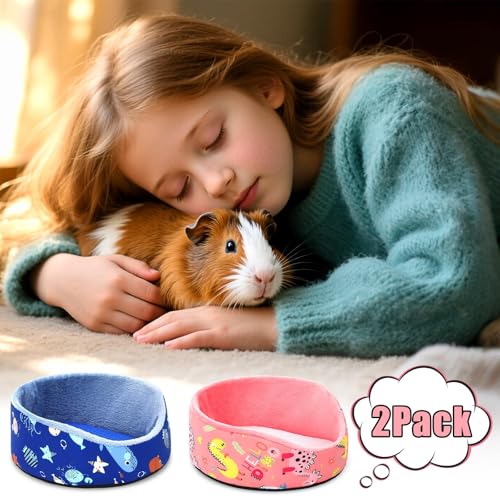 PETKNOWS 2 Pack Hamster Bed Soft Warm Cushion Mat for Small Pets | ﻿ Soft Plush Warm Fabric, Hamster Hideout and Small Animal Mat, Round Shape Bed