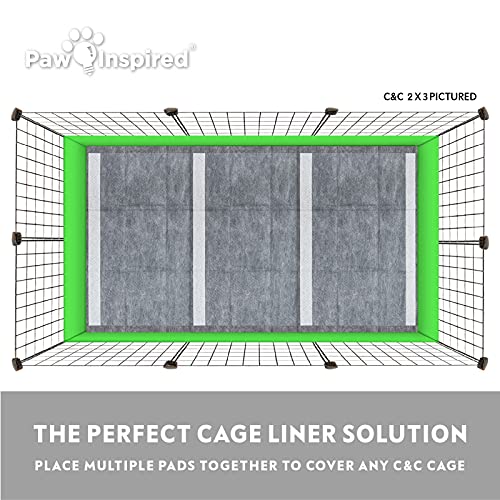 Paw Inspired Disposable Cage Liners, 28x17 Inch (C&C 2x1), 24 Count | Bamboo Charcoal Odor Controlling, Super Absorbent Pads For Guinea Pigs, Ferrets, Rabbits, Hamsters, Small Animals