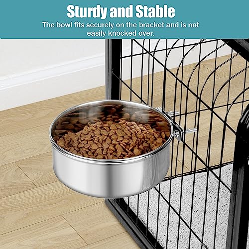 Dog Bowl Stainless Steel Dog Bowls Pet Hanging Food Water Bowl Cage Feeding Cup Feeder for Dogs Cats Rabbits Birds Small Animal (X-Large (2pcs) | Rust-resistant, detachable bracket for easy cleaning & refilling, no spill, for dogs/cats/rabbits/birds cage