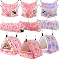 Abbylike 9 Pieces Rat Hammock 3 Tier Guinea Pig Ferret Hammocks Small Pet Hanging Tunnel Glider Toy Guinea Pig Ferret Hideout Bed Cage Accessories for Hamster(Purple, Pink, Rose Red,Paw) - color: Purple, Pink, Rose Red