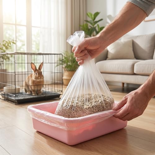 50 Pcs Disposable Plastic Cage Tray Liner Bags for Small Pets | Leak-Resistant Cage Liners for Rabbits, Guinea Pigs, Hamsters & Chinchillas – Simplify Bedding & Waste Cleanup.