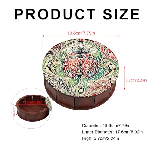 Diamond Art Candy Box Ladybird Diamond Painting Wooden Snack Box Animal Gem Painting Storage Case Gem Art Organizer Case Embroidery Kit Mosaic Kits for Adults Storage Containers with Lid - color: Ladybird