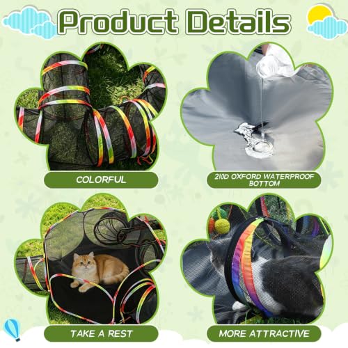 CypherX Outdoor Cat Enclosure,Portable Cat Tent with Tunnel Popup Catio | 4-in-1 modular design: 2 tents,11.8" wide tunnels & carry bag. Durablepop-up setup for small animals, rabbits & cats. - size: 4 in 1 Playhouse(11.8"W)