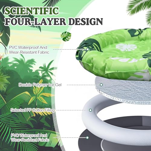 Drydiet Pet Cooling Mat for Cats & Small Dogs, Gel Pad, Washable, 20.1 in | No water or refrigeration needed; washable, scratch-resistant gel mat keeps cats and small dogs cool indoors or outdoors. - color: Green Plant