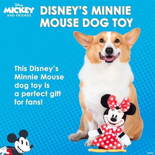 Disney for Pets Minnie Mouse Plush Squeaker Dog Toy, 13.5 Inch | Flattie crinkle body design, officially licensed Disney product, inspired by Minnie Mouse, playful design - color: Minnie Mouse Plush, size: 13.5 Inch