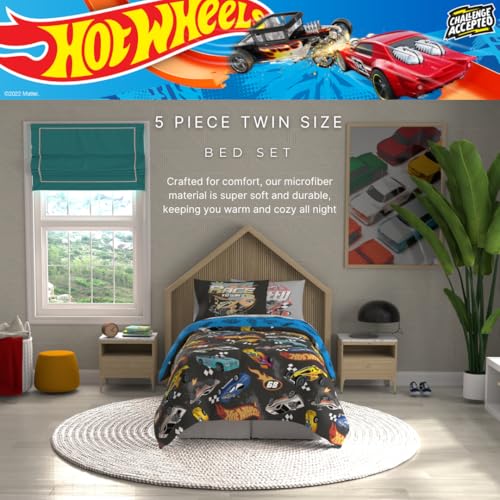Hot Wheels Kids Bedding Super Soft Comforter and Sheet Set with Sham, 5 Piece Twin Size, (Officially Licensed Product) By Franco - color: Hot Wheels, size: 5 Piece Twin Size