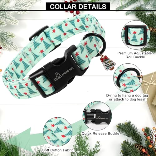 ARING PET Christmas Dog Collar, Cute Green Christmas Tree Pets Collars for Puppy Small Medium Large Girl Boy Dogs-M Size - color: Christmas-Green Tree, size: Medium