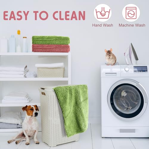 4 Pcs Guinea Pig Cage Liner 16 x 24 Inch Washable Chenille Pee Pads Pet Dog Cat Bedding Training Mat Reusable for Small Animals Puppy Bunny Hamster Chinchilla - color: Green Pink, size: 16 x 24 Inch, style: Low Pile Chenille