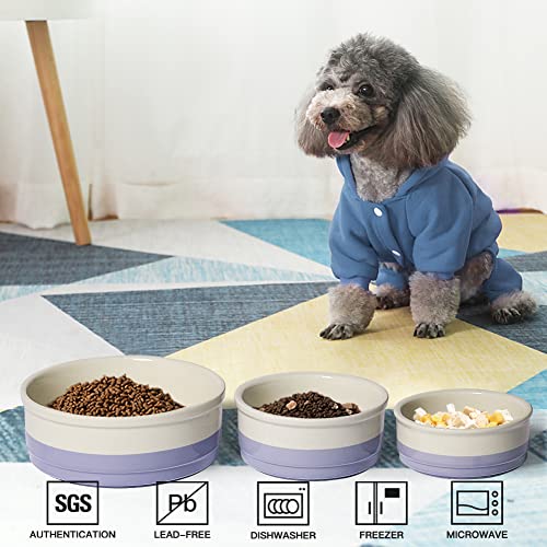 Sweejar Ceramic Dog Bowls, Dog Food Dish for Small Dogs and Cat, Heavy Duty Porcelain Pet Bowl for Canned Food and Water 17 Fl Oz （Purple） - color: Purple, style: Two-tone,5.5"x 2.2"(16 Fl Oz)