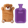 HomeTop Premium Classic Rubber Hot Water Bottle with Cute Bear Cover | Natural rubber hot water bottle,Long-lasting heat retention,Snuggly all-night warmth - color: Purple