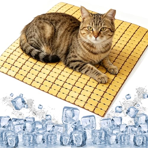 OULIGET Pet Cooling Mat, Waterproof Breathable Bamboo Cushions for Cat Dog Hamster Rabbit, Anti-Slip Easy Carry Clean, 15.5 in