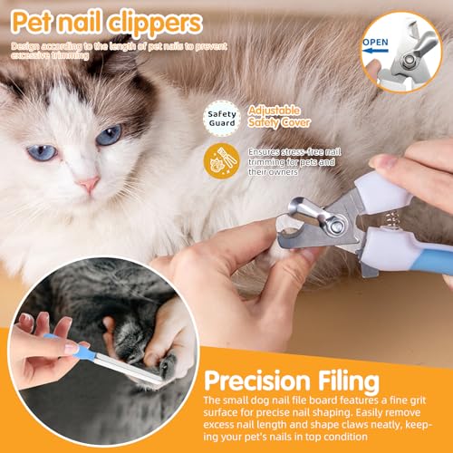 Aglads 12 in 1 Pet Grooming Kit, Dog Grooming Supplies with Self Cleaning Slicker Brush, Dematting Comb, Safety Nail Clippers, for Small Medium Large Dogs Cats Rabbits Long Short Curly Hair(12, blue) - color: BLue