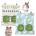 2 Packs Rabbit Hay Feeder Bag, Hanging Hay Feeders Washable 2 Hole Guinea Pig Hay Feeder Bag for Bunny Rabbits Chinchillas Hamsters Small Pets Animals