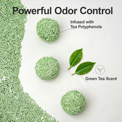 Tofu Cat Litter – Green Tea Scented for Long-Lasting Freshness, Plant-Based Kitty Litter, Flushable, Low Dust, Non-Stick Pellets for Easy Scoop & Clean, 5.5 lb - size: 5.5lb x 1 bag