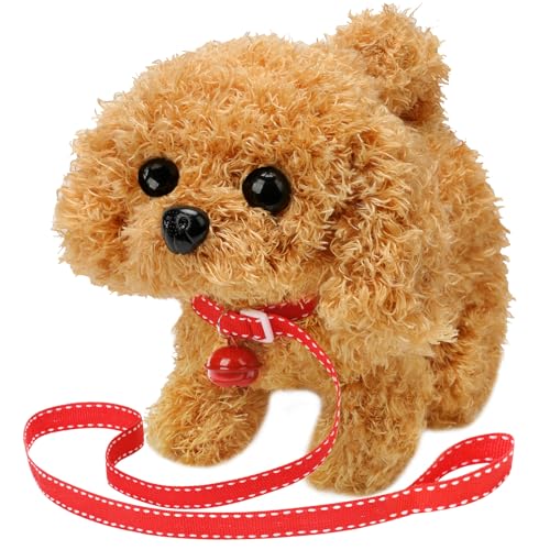 KSABVAIA Plush Teddy Toy Puppy Electronic Interactive Dog - Walking, Barking, Tail Wagging, Stretching Companion Animal for Kids Toddlers - color: Teddy Dog
