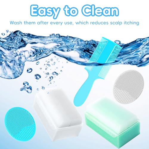 Cradle Cap Brush for Babies, Set of 5 Baby Bath Essentials with Bath Sponge Silicone Scrubber Long Handle Comb for Newborns Toddlers Boys Girls (Green) - color: Green Brush+long Comb