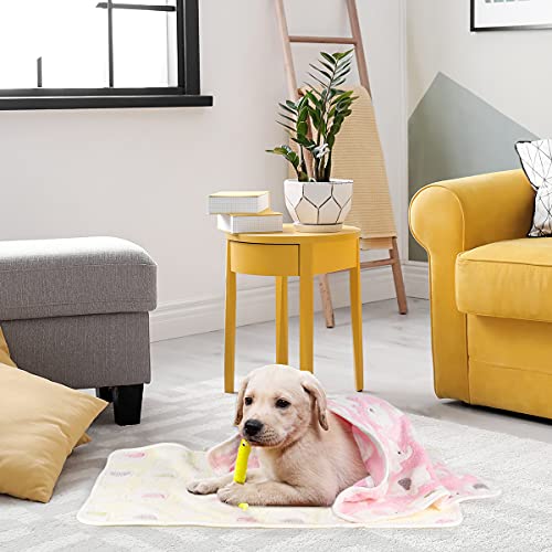 Dono 1 Pack 3 Dog Blankets, Soft Fluffy Fleece Pet Blanket Warm Sleep Mat Paw Print Design Puppy Kitten Throw Blankets Doggy Blanket for Dogs - color: Pink/Blue/Yellow, size: Small(23*16")
