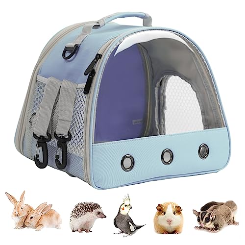 Guinea Pig Carrier Backpack, Clear Bubble Window Backpack for Guinea Pig, Bunny Rat Bird (Blue, Carrier) - color: Blue