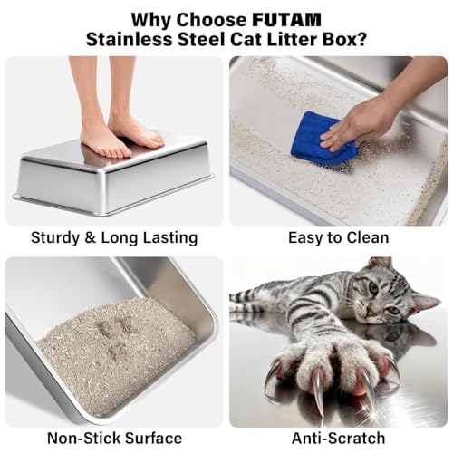 2PACK XL Stainless Steel Litter Box with Lid, Extra Large Cat Litter Boxes | High Sided, Never Absorbs Odors, Leak-Proof, Stain-Free, Scoop and Mat Included - size: 2 pack-XL(23" x 14.6" x 10")
