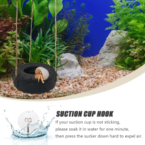 Colours Hermit Crab Tire Swing,Suction Cup Hook Climbing Toy,Hermit Crab Terrarium Accessories - A Must-Have for Any Reptile Amphibian Small Aquatic Animals Lover(Black) - color: Black