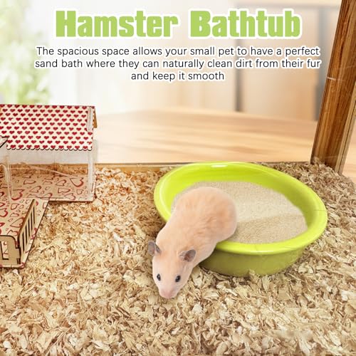 kathson Hamster Sand Bath Box Ceramic Small Animals Shower Bathtub Gerbil Litter Box Mice Bathroom Syrian Hamster Digging Sand Container Cage Accessories for Lemmings (Apple Green) - color: apple Green