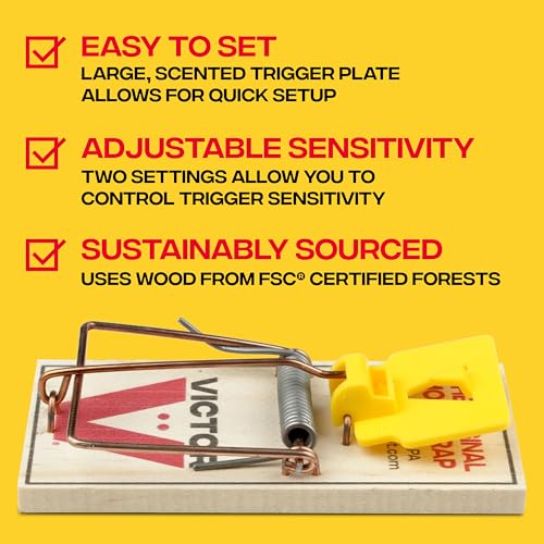 Victor Mouse Traps, 12-Pack Plastic Pedal Snap Traps, FSC Certified Wood | Indoor Rodent Control Reusable Mousetraps for Mice Pest Control Effective Instant Kill - style: 12 Plastic Pedal Traps