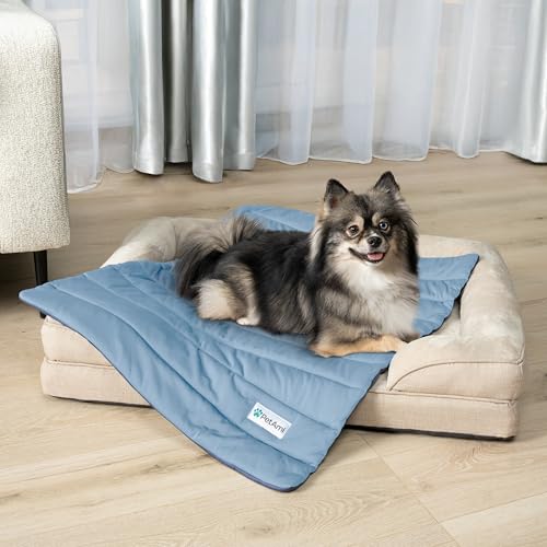 PetAmi Dog Cooling Mat, Q-Max Pet Cooling Blanket with Thick Cushioning, Self Cooling Pad for Dogs & Cats, Reversible Summer Mat for Crate, Couch, Kennel, Gray/Light Grey, Medium (29x40) - color: Navy/Dusty Blue, size: Medium (29x40)