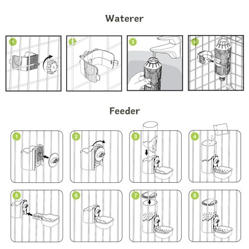Automatic Pet Food Water Dispenser, Auto Gravity Pet Feeder Water Bottle Set for Cage, Feeding Station for Puppy Kitten Rabbit Guinea Pigs Chinchilla Ferret Hedgehog (Green) - color: Green