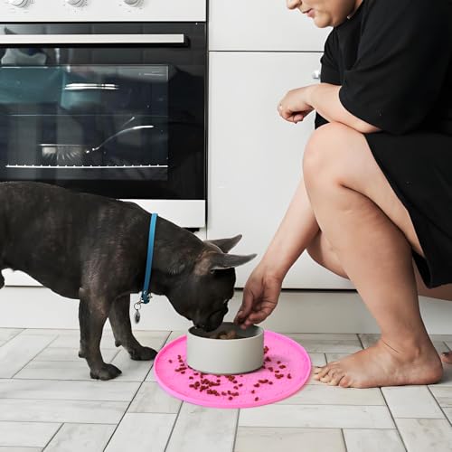 Silicone Pet Food Mat - Waterproof Dog Food Bowl Mat Cat Feeding Mat Thicker Pet Placemat Eating Mat with High Lip to Prevent Spills, Dog & Cat Water Bowl Mat for Messy Drinkers to Protect Floors,Pink - color: Pink
