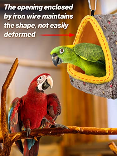 MEWTOGO Large Winter Warm Bird Nest House with Support Board for Cage | Comfortable Bird Bed with Mat, Hanging Hammock Hut Gift, for Macaws African Grey Amazon Parrots, 9"D x 9"W x 10.4"H - size: Large