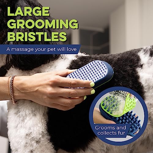 Bonza Silicone Dog Brush - Dog Brush for Shedding & Massage, Cat Bath Scrubber for Easy Shampoo, Pet Grooming Tool with Removable Hair Screen, Navy Blue, Silicone