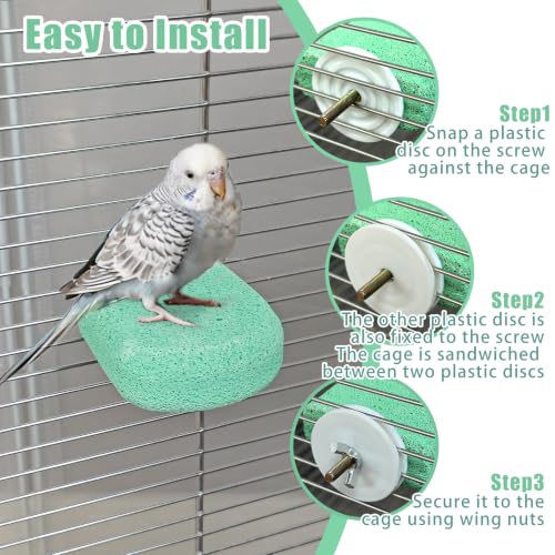4Pack Bird Perch Stands Parrot Beak Grinding Stone Platform,Green-S | Parakeet Foot Claws Trimmer,Calcium Perch Climbing Chewing Toys for Small Medium Birds Cockatiel Conure Lovebird Budgie - color: 4Pack Green | S