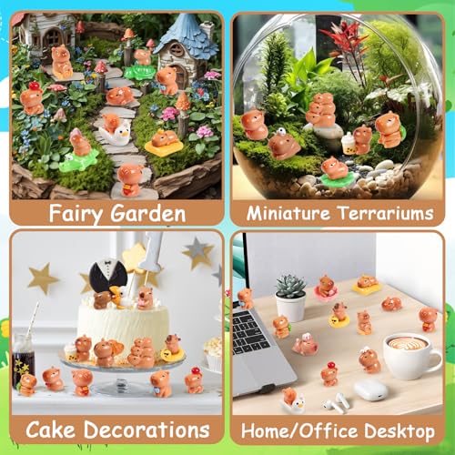 33 Pcs Mini Capybara Figurines 25 Style Adorable Resin Capybaras Miniatures Mini Capybara Cake Toppers Set for DIY Fairy Garden Car Dashboard Moss Landscape Home House Birthday Party Decor - style: 33Pcs-Capybara
