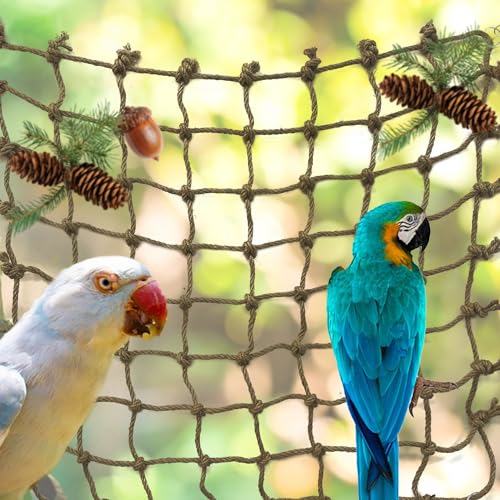 Parrot Climbing Net Jungle Fever Rope Small Animals Toys for Parakeets Lovebirds Finch Budgerigars Conure Cockatiel (L 24" x 24") - size: L 24" x 24"