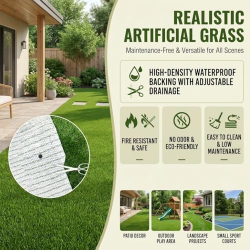 Antenat Artificial Grass for Patio & Pets,3.3×3.9FT Fake Grass Indoor Outdoor,Realistic High-Density Durable Artificial Turf Carpet for Dogs Pets Garden Lawn Lands（39.3" x 47.2"）