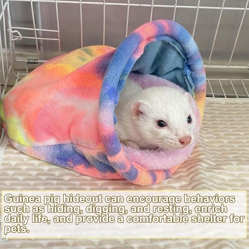 kathson Guinea Pig Snuggle Sack, Soft Fleece Sleep Sacks Large Guinea Pig Hideout Small Animal Hideout Pet Sleeping Bag for Hamster Rat Chinchilla Ferret, 2pcs (Pink) - color: Pink