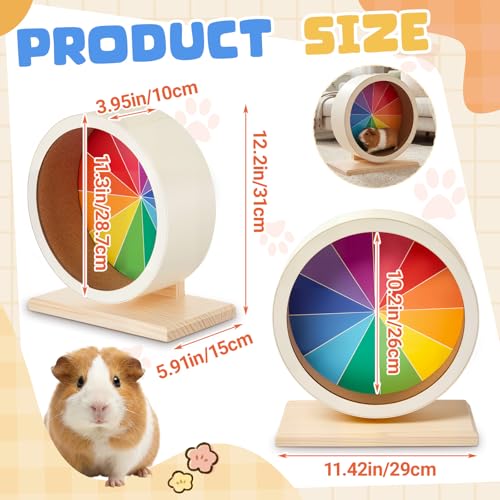 12 Inch Hamster Wooden Silent Wheel, Rainbow Printed Small Animal Exercise Wheel, Quiet Spinner Hamster Running Wheels Toys for Hamsters, Gerbils, Mice and Other Small Pets - size: Large