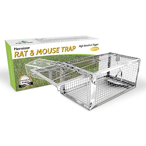 Kensizer Humane Rat Trap, Small Mouse Traps 10.5" L x 5.5" W x 4.5" H | Chipmunk Rodent Trap, Indoor and Outdoor, Mouse Voles Hamsters, Live Cage Catch and Release, 1-Pack - size: Small